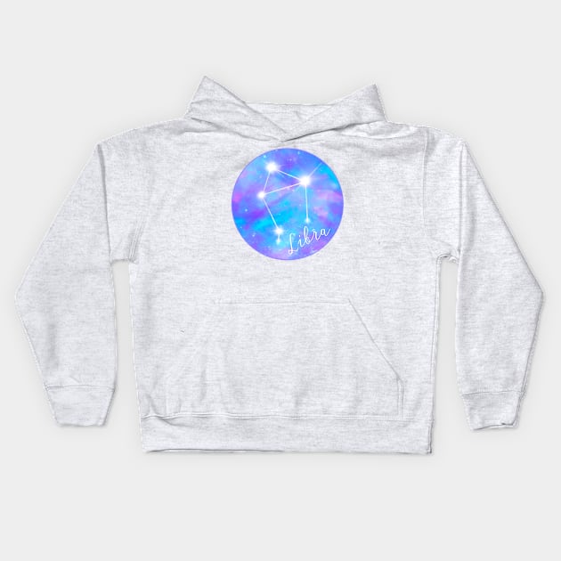 Libra zodiac sign test. Constellation on galaxy background Kids Hoodie by Orangerinka